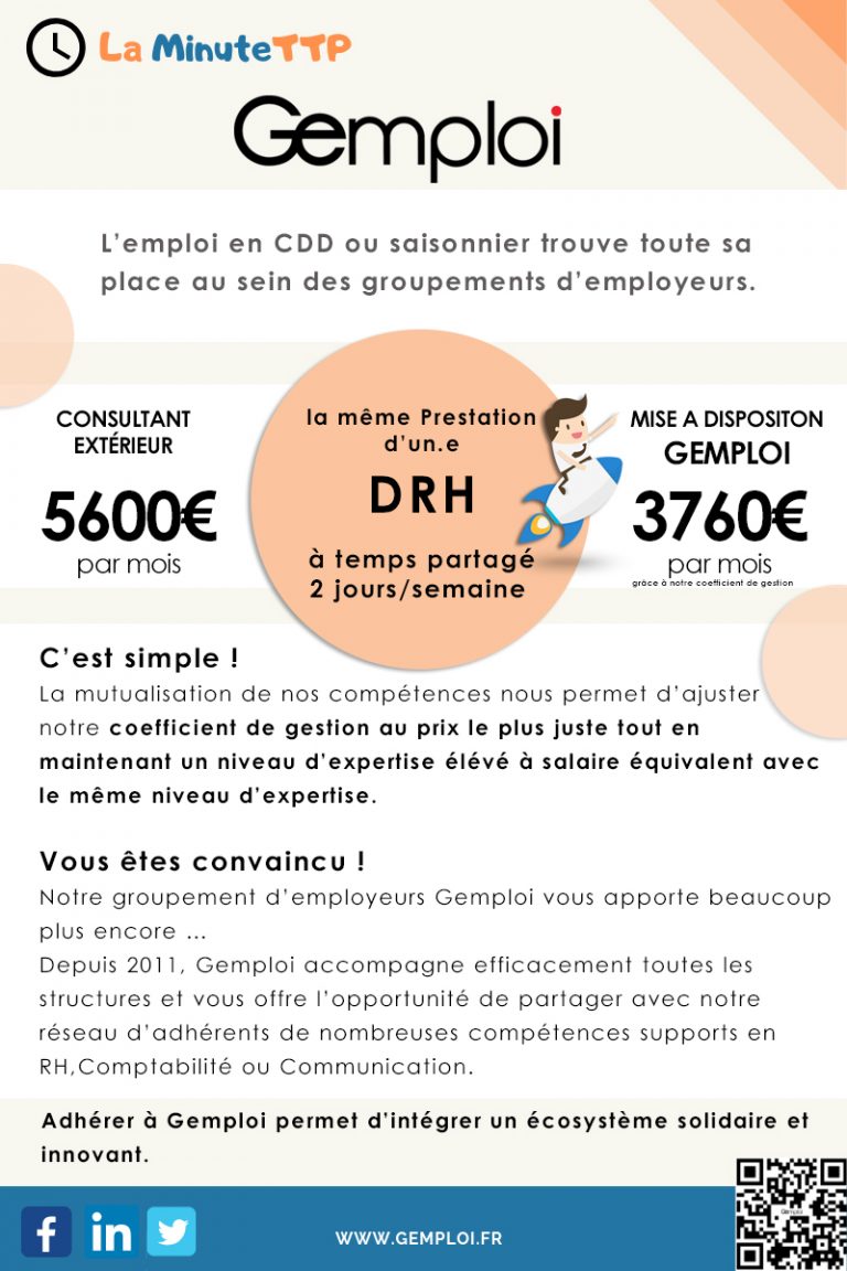 la minute TTP Gemploi juillet 2020 moins cher que de l'interim.